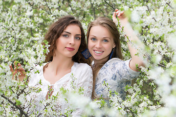 Image showing Two young beautiful ladies