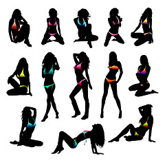 Image showing Bikini girls silhouette - vector