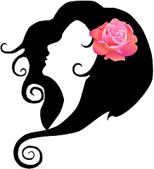 Image showing Vector girl with rose