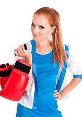 Image showing Pretty girl with boxing gloves