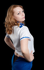 Image showing Young beautiful air hostess