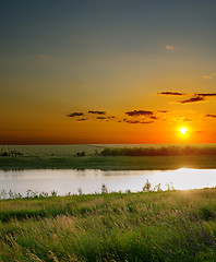 Image showing good sunset over river