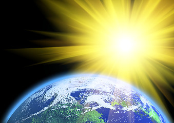 Image showing Earth and sun