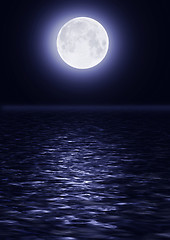 Image showing Full moon image with water