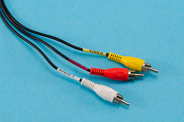 Image showing closeup tulip video audio tv cable wires plugs 