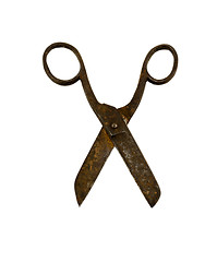 Image showing rusty grunge retro scissors isolated on white 