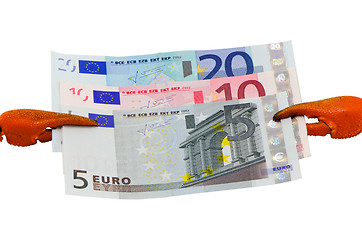 Image showing cancer claw european euro cash money banknotes 