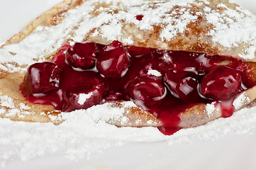 Image showing pancakes with cherries