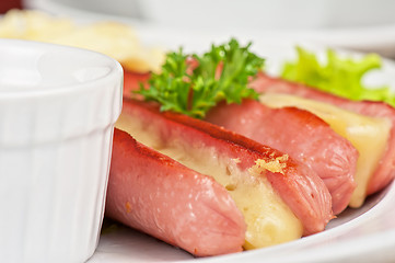 Image showing sausages with cheese