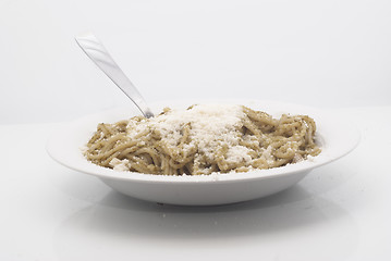 Image showing Spaghetti with pesto