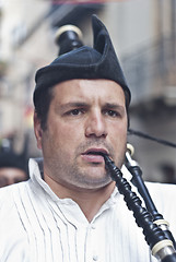 Image showing Spanish man playing bagpipes