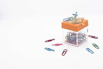 Image showing Colorful plastic coated paper clips with magnet