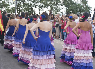 Image showing Beautiful women of Spain folk group. dancers