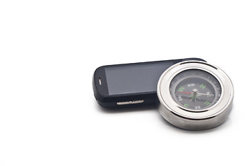 Image showing compass and smartphone