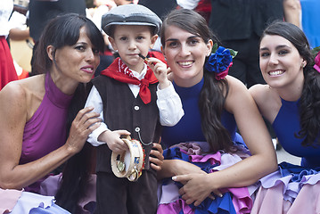 Image showing Beautiful woman of Spain folk group and sicilian child