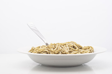 Image showing Spaghetti with pesto