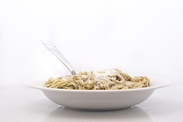 Image showing Spaghetti with pesto
