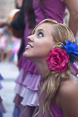 Image showing Beautiful woman of Spain folk group