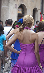 Image showing Beautiful women of Spain folk group. dancers