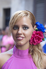 Image showing Beautiful woman of Spain folk group