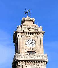 Image showing tower with clock in dolmabahce palace - istanbul