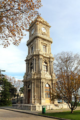 Image showing tower with clock in dolmabahce palace - istanbul