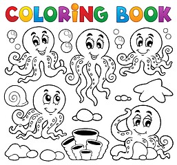 Image showing Coloring book octopus theme 1