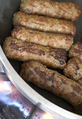 Image showing cooking sausages in a pan