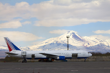 Image showing Volcano and plane