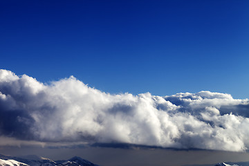 Image showing Blue sky and winter mountains