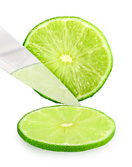 Image showing Cutting fresh green lime