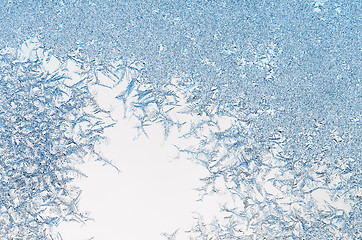 Image showing ice crystals on a window , close-up