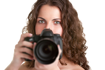 Image showing Woman Looking at a Camera