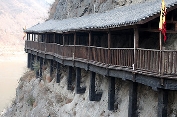 Image showing Plank road built along the face of a cliff