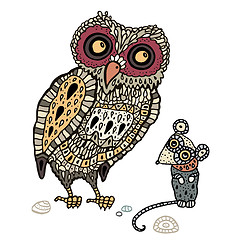 Image showing Owl. Hand Drawn Decorative illustration.