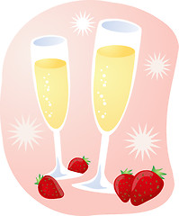 Image showing Champagne and strawberries