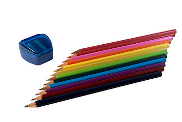 Image showing Row of colored pencils.