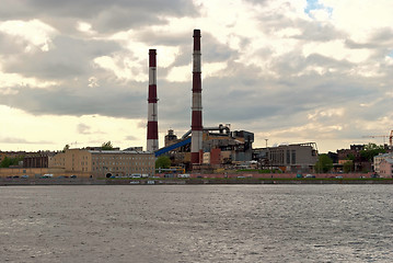Image showing Factory on the bank of the river.
