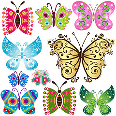Image showing Set fantasy butterflies