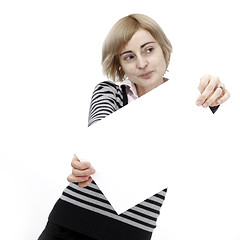 Image showing Woman holding a paper