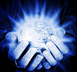 Image showing Globe in a girl's hands