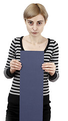 Image showing Woman holding a paper