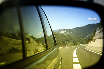 Image showing Car mirror reflection