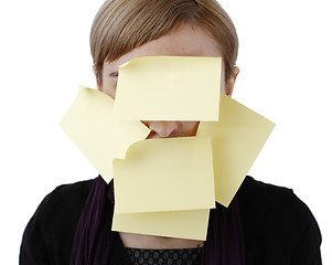 Image showing Woman and post it