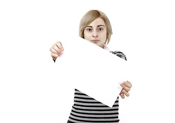 Image showing Woman holding a paper