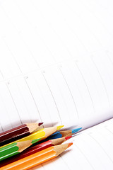 Image showing Color pencil and agenda