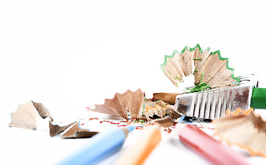 Image showing Pencils and sharpener