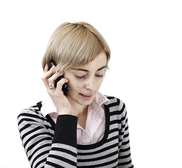 Image showing Woman talking on phone