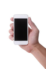 Image showing Hand Holding a Touch Smart Mobile Phone