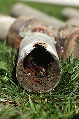 Image showing Corroded and Blocked Steel Household Pipes